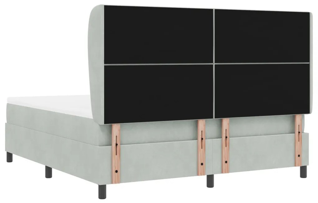Boxspring Ágy Matrac Kép Szürke 180x200 cm Bársony