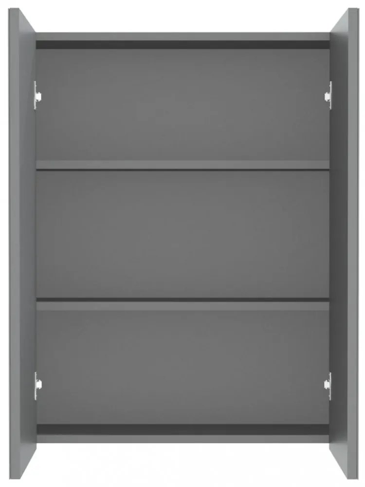 antracitszürke MDF tükrös fürdőszobaszekrény 60 x 15 x 75 cm