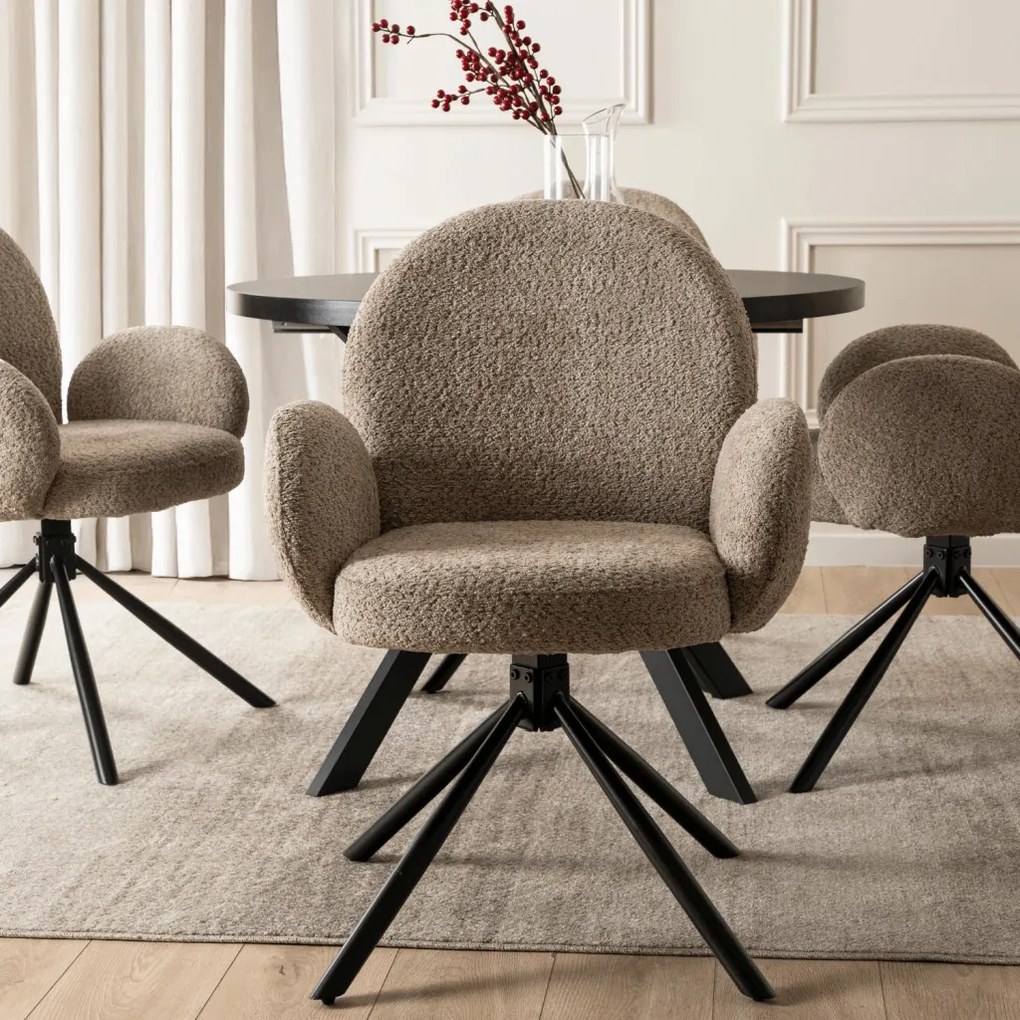 Fortó Étkezőszék Barna Bouclé Kárpittal. MUSSO