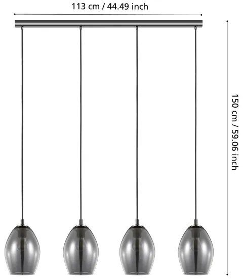 Eglo 39566 - Csillár zsinóron ESTANYS 4xE27/60W/230V füstös