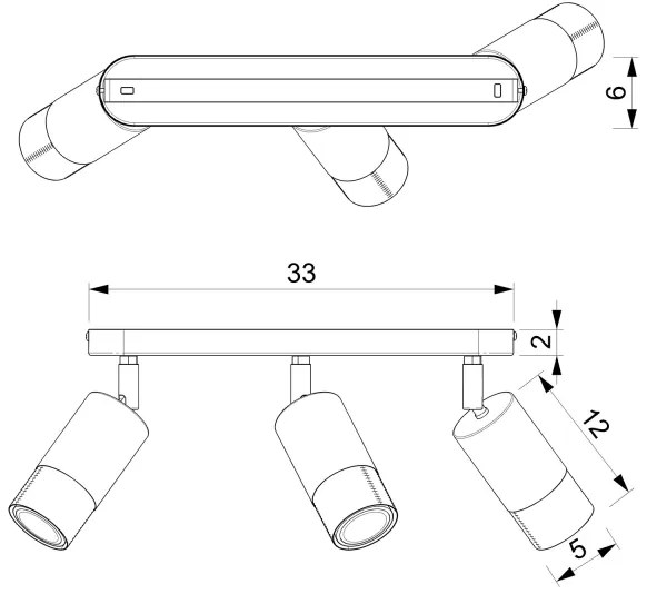 Spotlámpa LINK 3xGU10/8W/230V fekete/sárgaréz