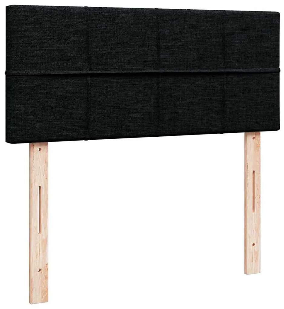 fekete szövet ottomán ágy matraccal &amp; LED-ek 120x190 cm