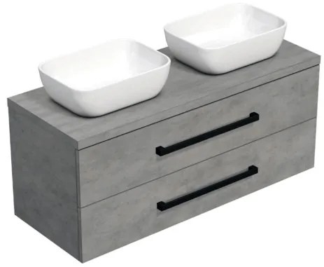 Fürdőszobaszekrény fekete fogantyúval SAT Cube Way 120x53x46 cm matt beton CUBE46C1203BESAT45