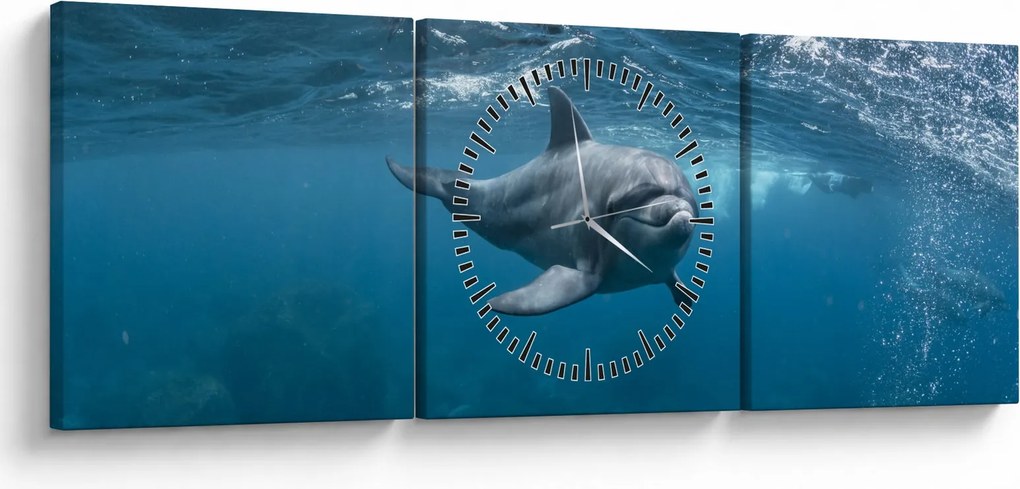 Kép - Delfin a felszín alatt (órával) (90x30 cm)
