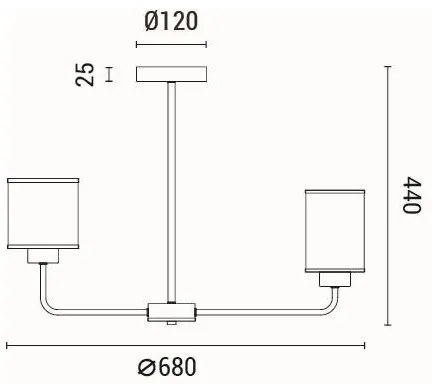 Csillár rúdon 6xE27/60W/230V