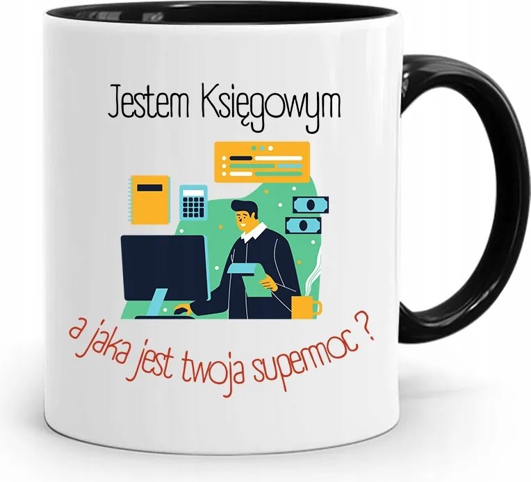 Fekete Bögre Ajándék Könyvelőnek, fényképes nyomattal