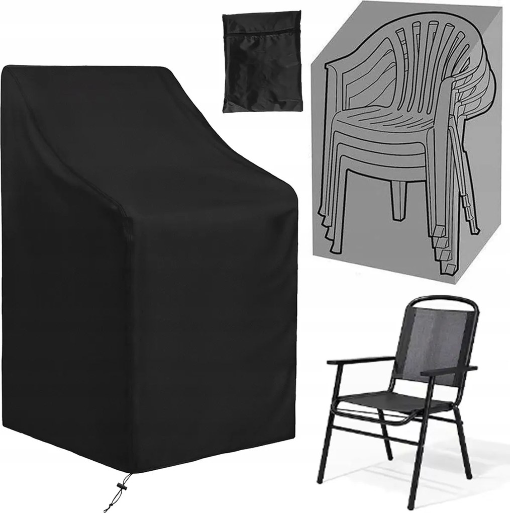 Vízálló UV-álló kerti szék huzat, fekete