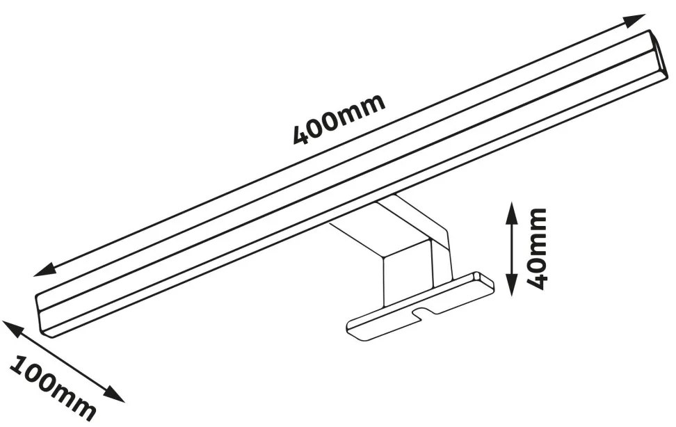 Avide LED Tükörvilágító Lámpa Szögletes Fekete Alu 400mm NW 4000K 8W IP44