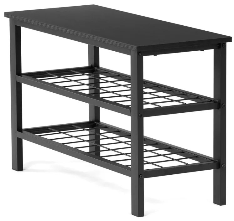 Suport pantofi cu 2 rafturi negre