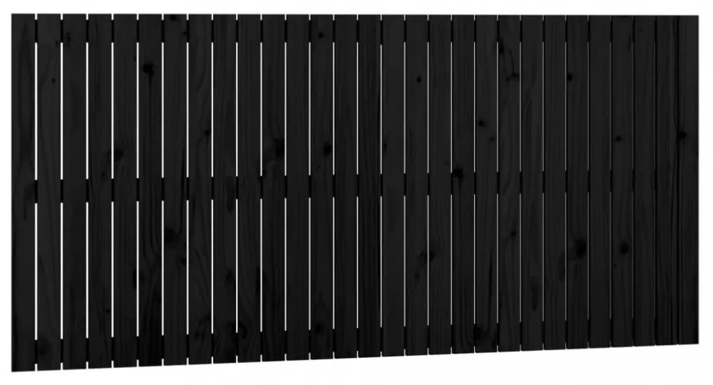 fekete tömör fenyőfa fali fejtámla 185x3x90 cm