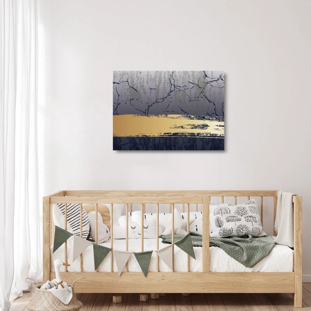 Üveg kép - Kék és arany absztrakció N⁰1 (70x50 cm)