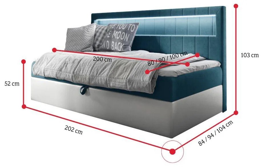 ELIZA kárpitozott ágy + topper, 100x200, fresh 8