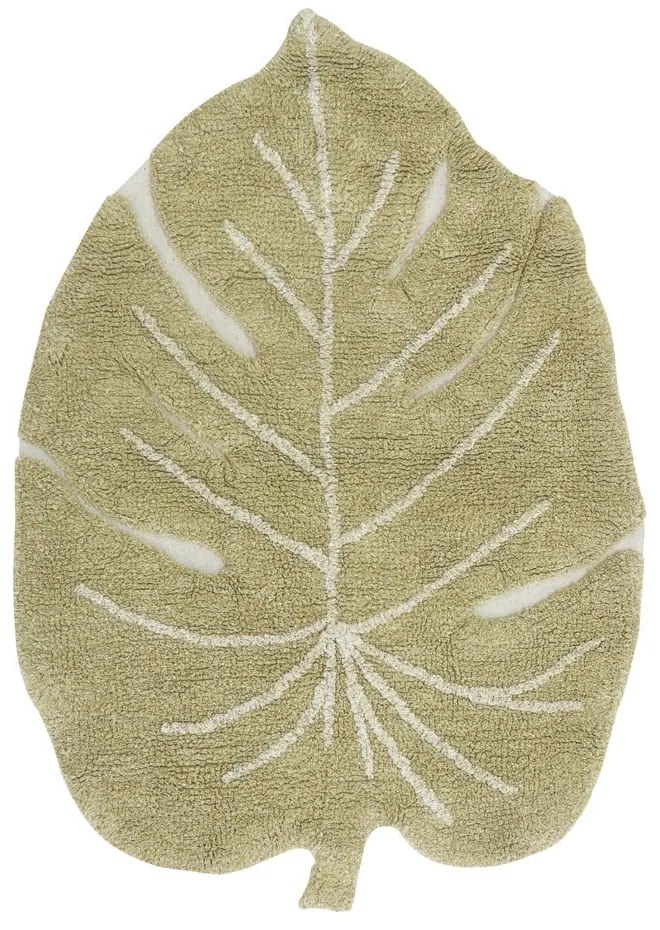 Khaki mosható kézi szövésű pamut gyerek szőnyeg 75x100 cm Mini Monstera Olive – Lorena Canals