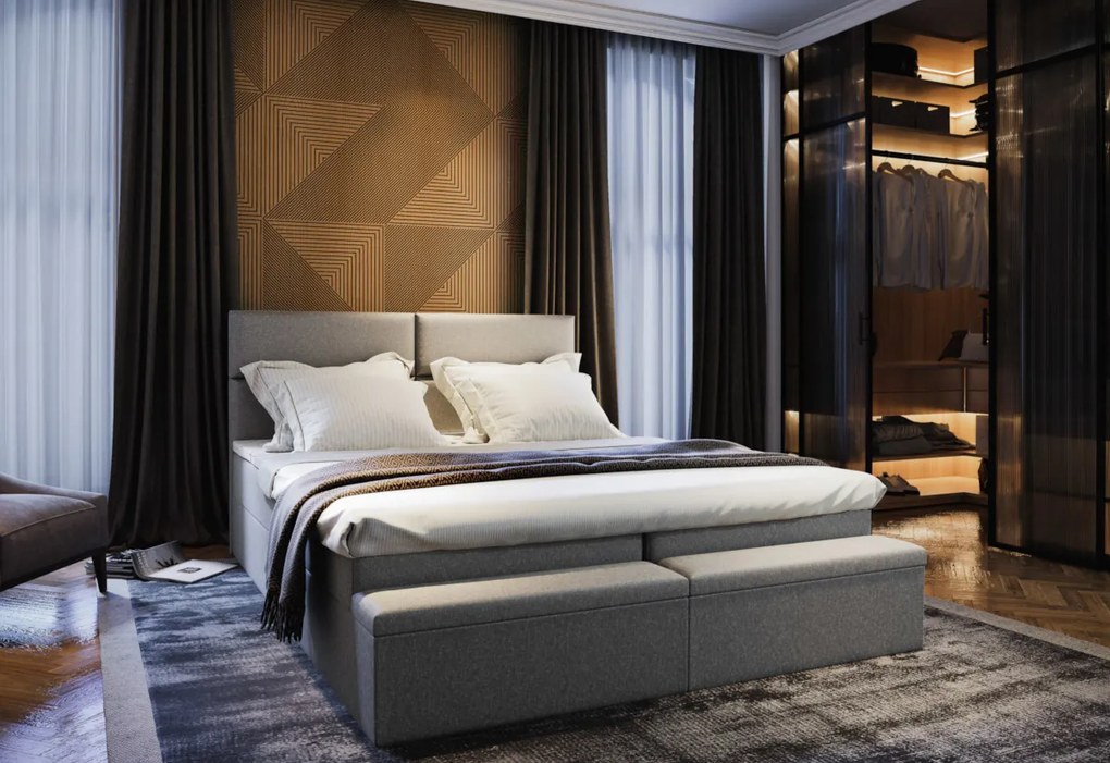 MELISA kárpitozott boxspring ágy, 140x200, sawana 80 + topper