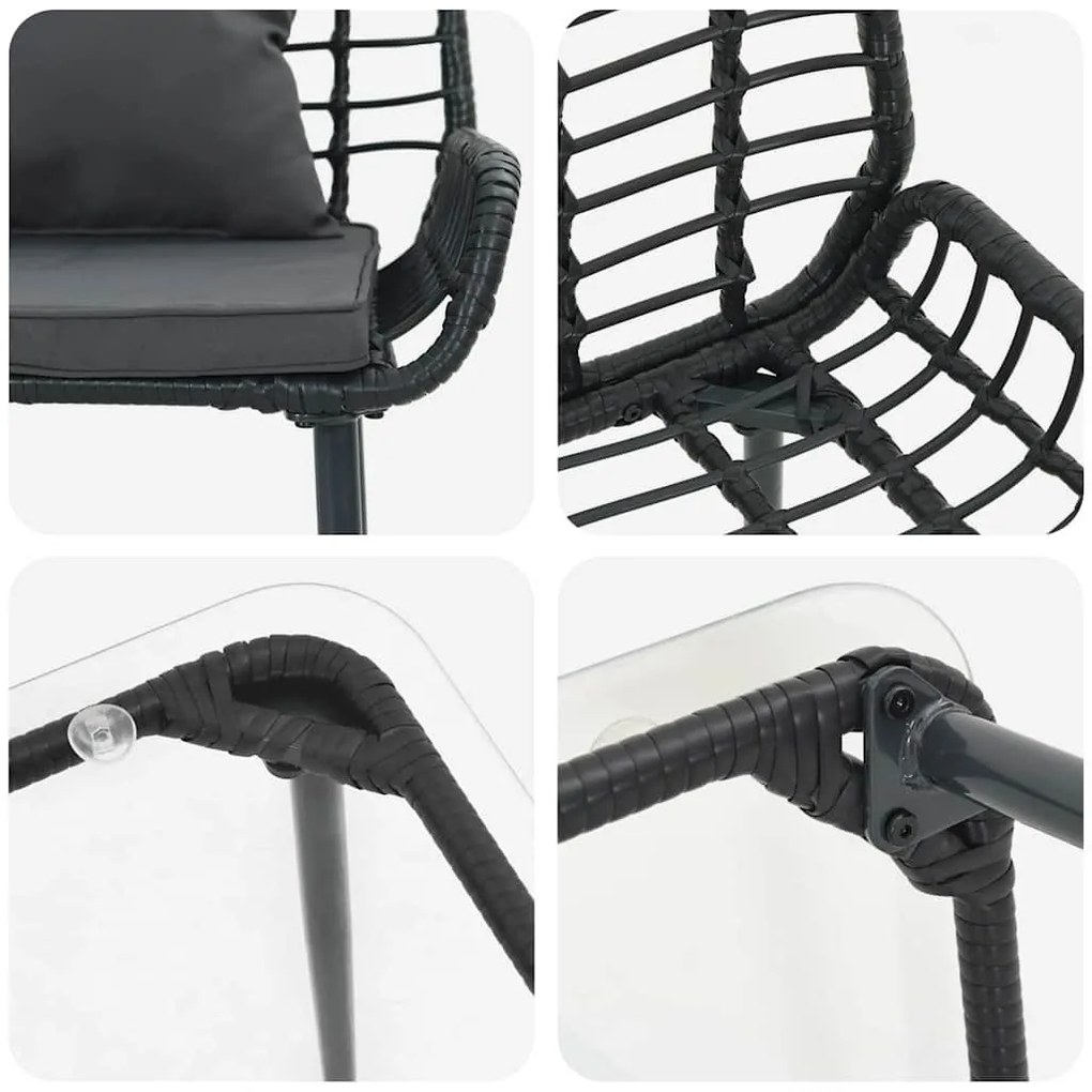 Kerti Bútor Szett párnával 4 pcs Barna Fekete Krém
