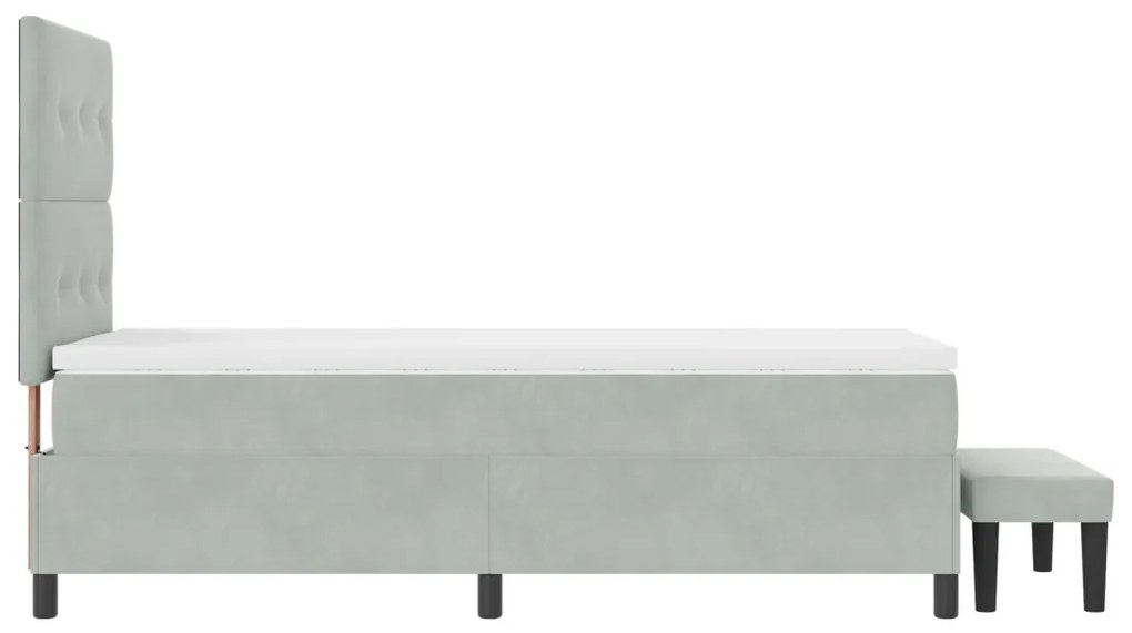 Boxspring ágy matraccal és paddal világosszürke 80x200 cm velúr