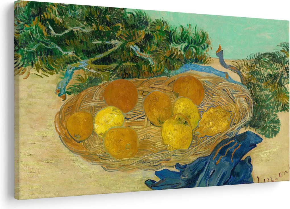 Kép - Vincent van Gogh, Still Life of Oranges and Lemons with Blue Gloves, reprodukciók (90x60 cm)