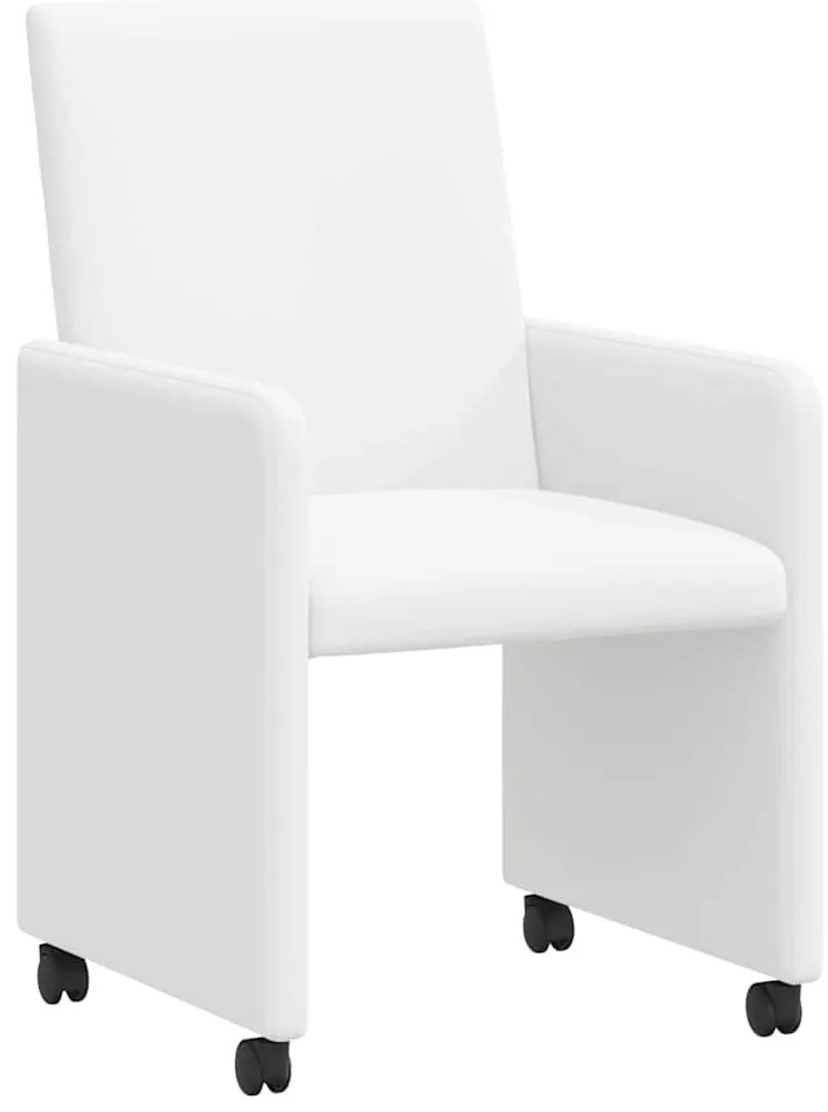 vidaXL Kerekes Étkező Székek 2 pcs Fehér 57 x 66 x 94 cm Műbőr