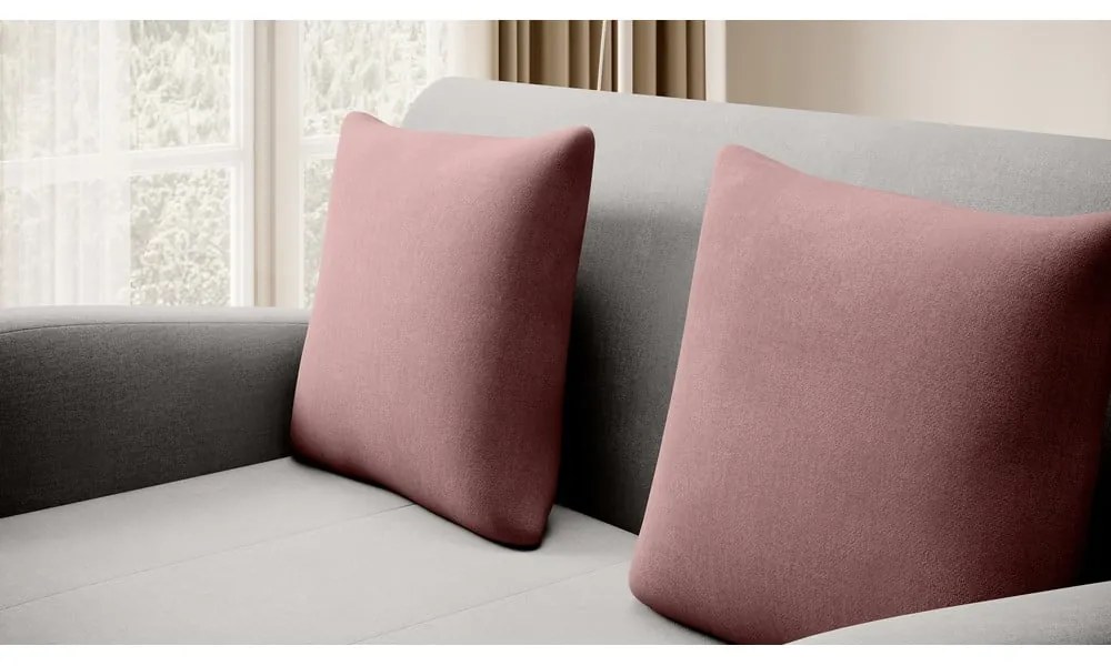 Rózsaszín-világosszürke bársony kinyitható kanapé 130 cm Ario – ELTAP