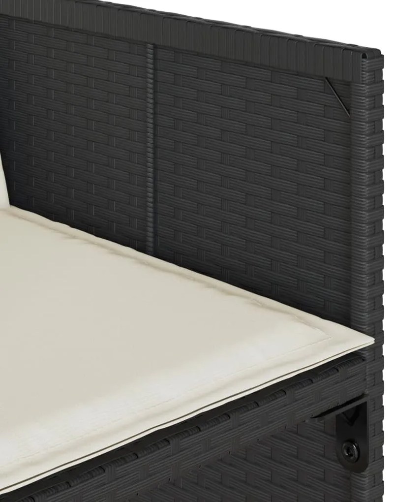 17 részes fekete polyrattan kerti étkezőgarnitúra párnákkal