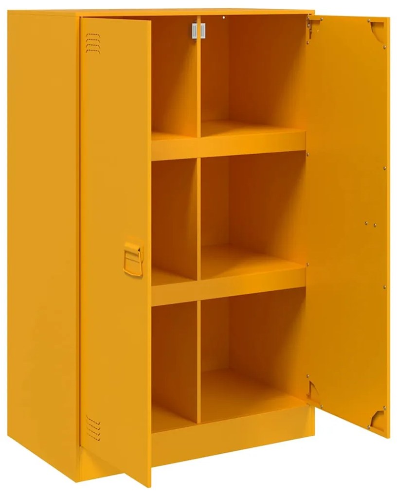 vidaXL mustársárga acél tálalószekrény 67 x 39 x 107 cm