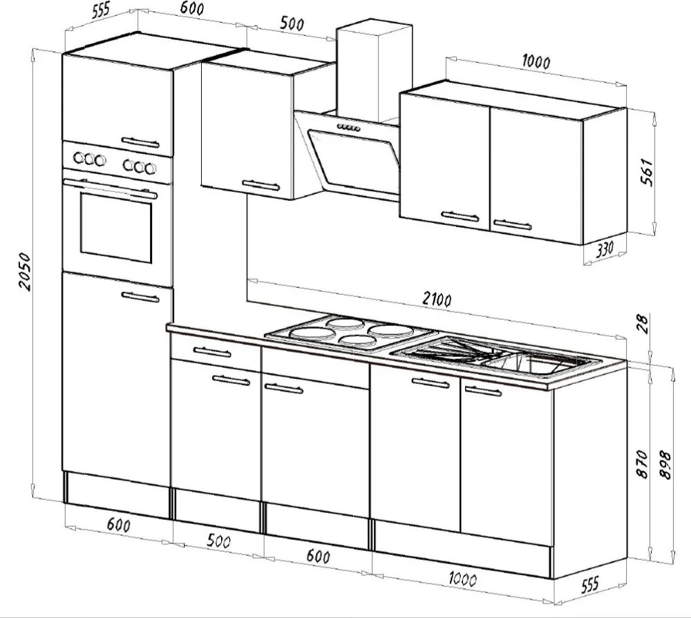 Yorki 270 konyhabútor fehér korpusszal, selyemfényű antracit fronttal