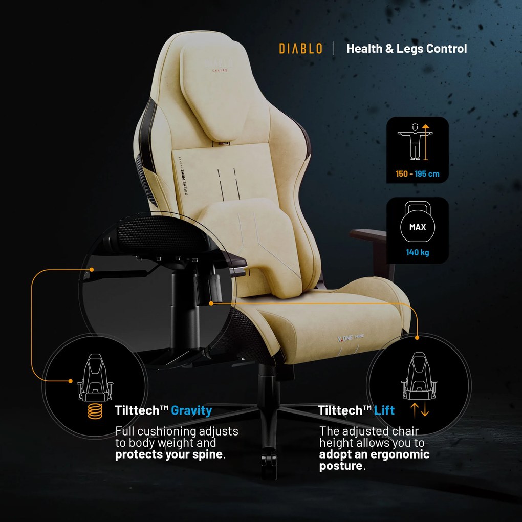 Gamer szék Normal Size, arany-fekete: Diablo X-One Prime Broken Gold