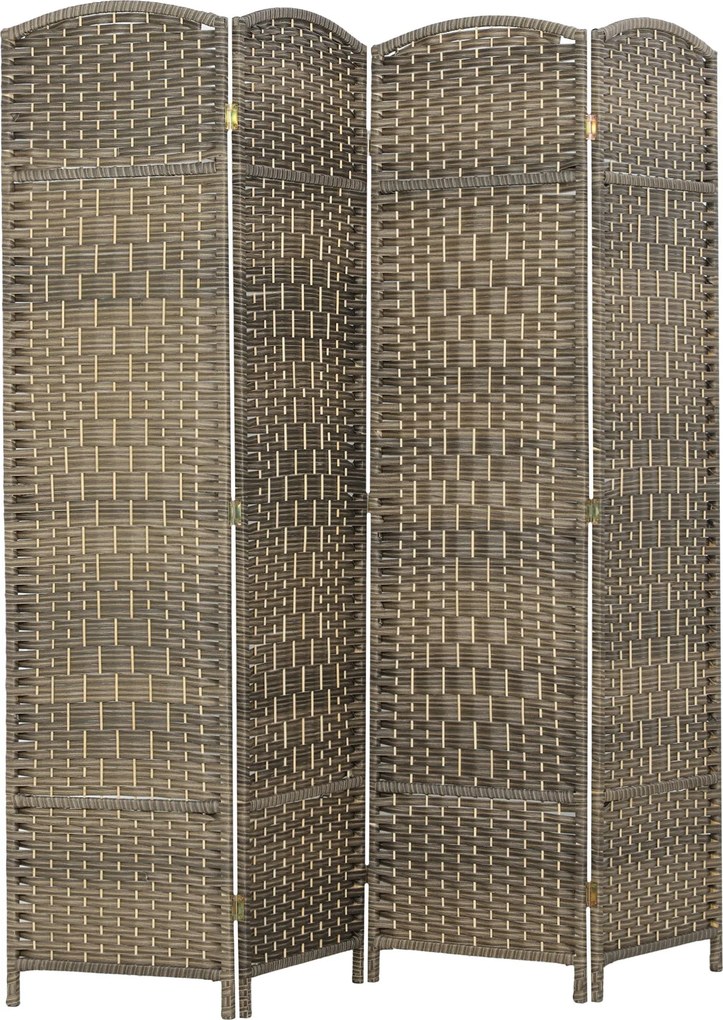 HOMCOM 4-paneles összecsukható paraván, 180 x 180 cm – sötét tölgy | Aosom