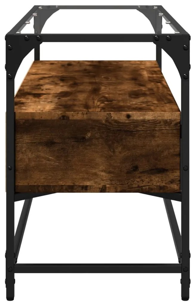 füstös tölgy szerelt fa TV-szekrény üveglappal 98 x 35 x 51 cm