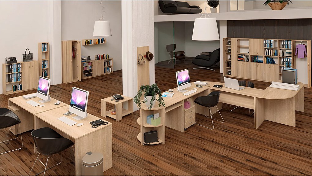 Íróasztal kihúzható billentyűzettartóval, tölgy sonoma, TEMPO ASISTENT NEW 023