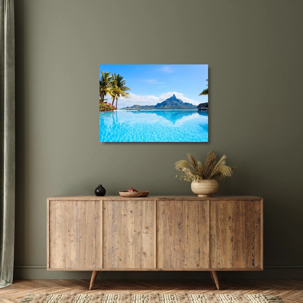 Üveg kép - Pálmafák és strandok (70x50 cm)