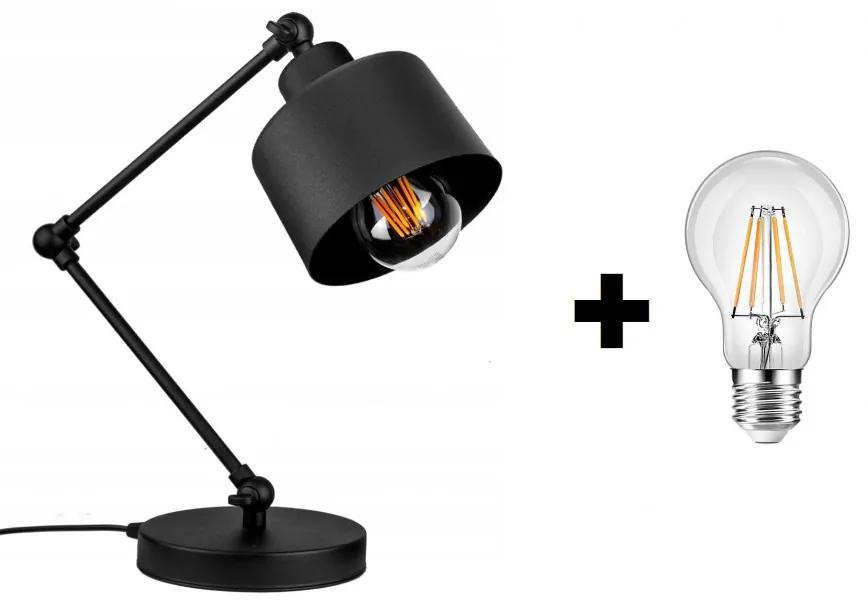 Glimex LAVOR állítható asztali lámpa fekete 1x E27 + ajándék LED izzó
