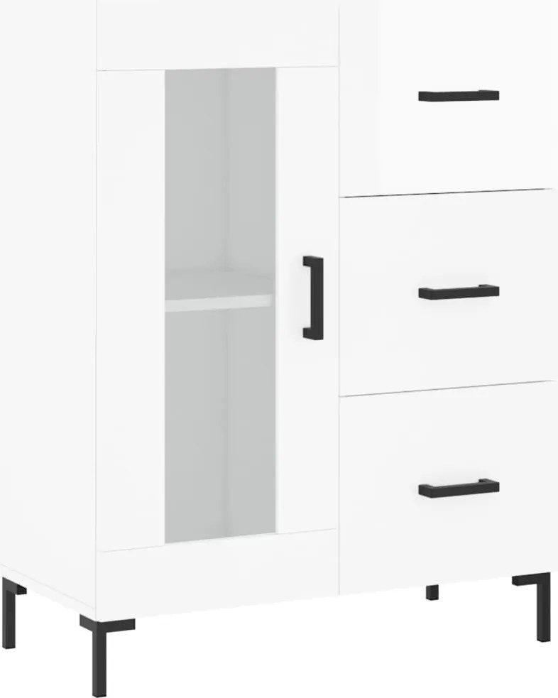 vidaXL magasfényű fehér szerelt fa tálalószekrény 69,5 x 34 x 90 cm