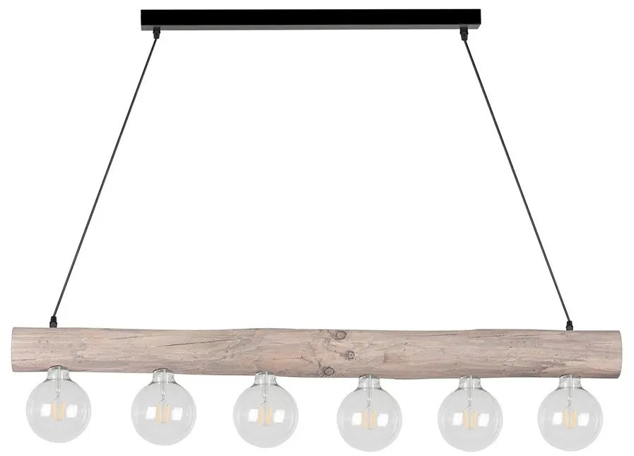 Spot-Light 69870604 - Csillár zsinóron TRABO 6xE27/60W/230V fenyő