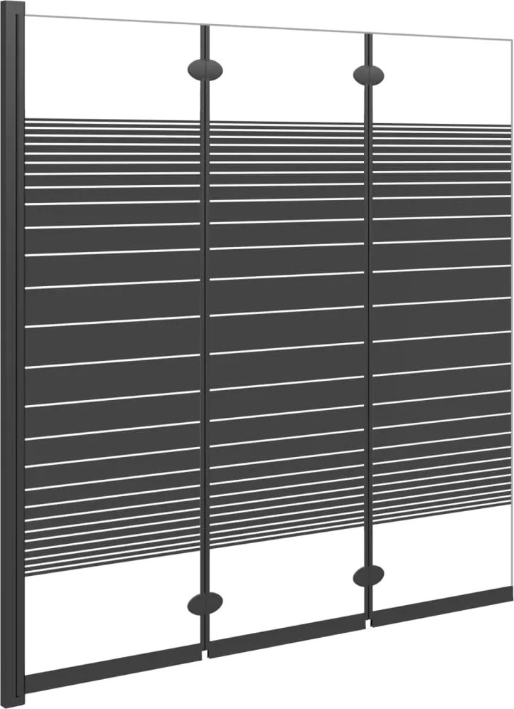 vidaXL 3 paneles fekete ESG összecsukható zuhanyparaván 130 x 130 cm