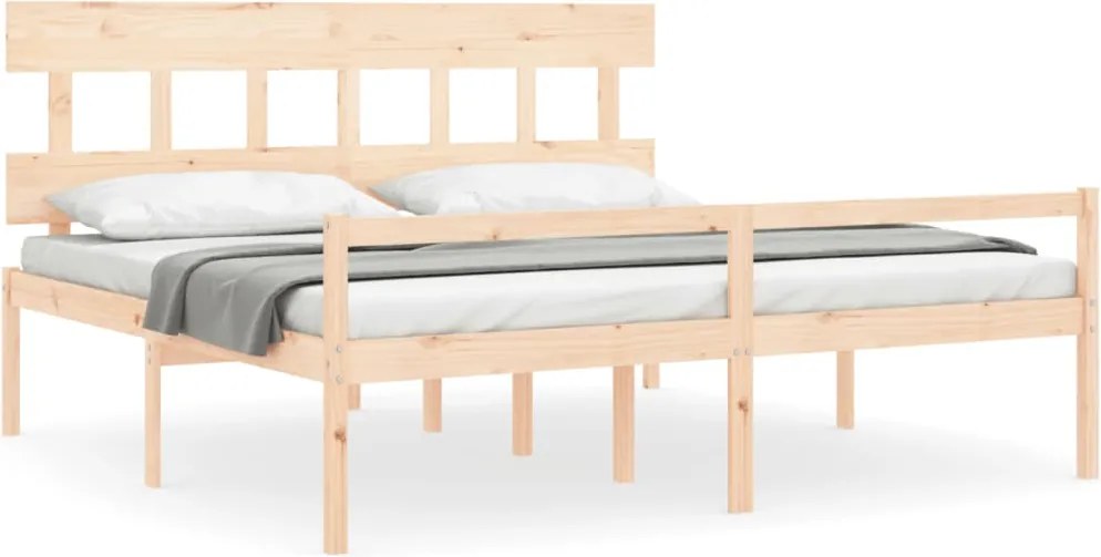 vidaXL tömör fa ágy időseknek fejtámlával 200x200 cm