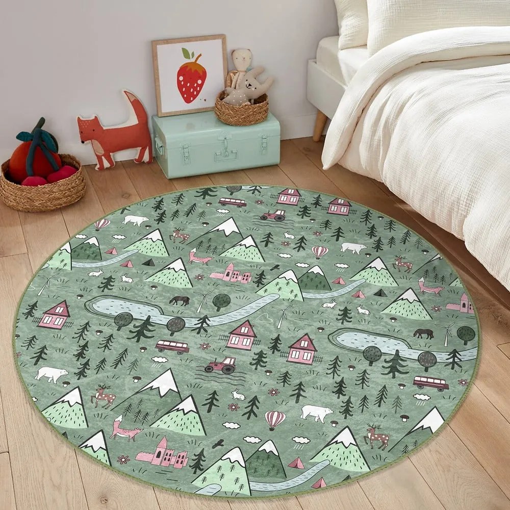 Zöld gyerek szőnyeg ø 120 cm Comfort – Mila Home