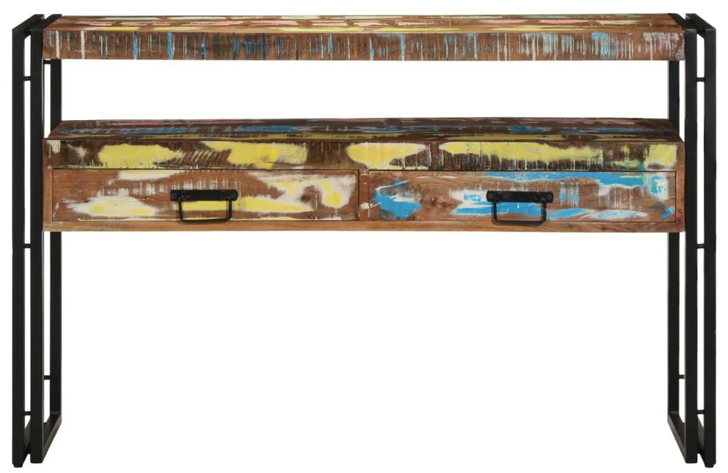 Végasztalok Többszínű 120x33x75 cm Tömör Újrahasznosított Fa és Fém