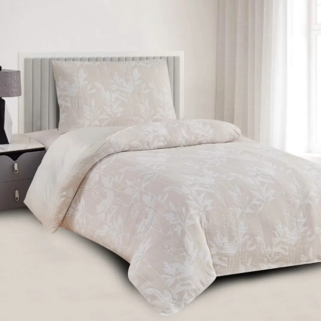 Boston bézs jacquard damaszt ágyneműhuzat 200x140cm+90x70cm TiaHome