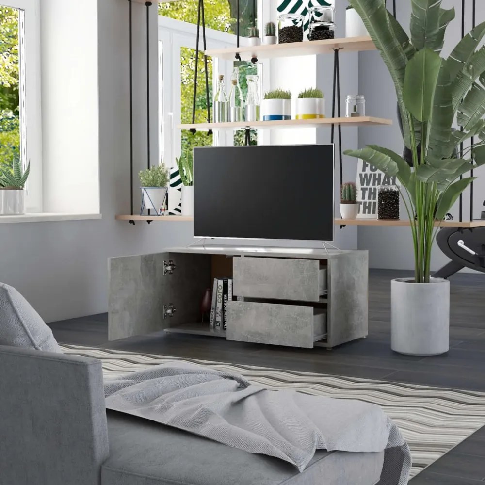 betonszürke szerelt fa TV-szekrény 80 x 34 x 36 cm