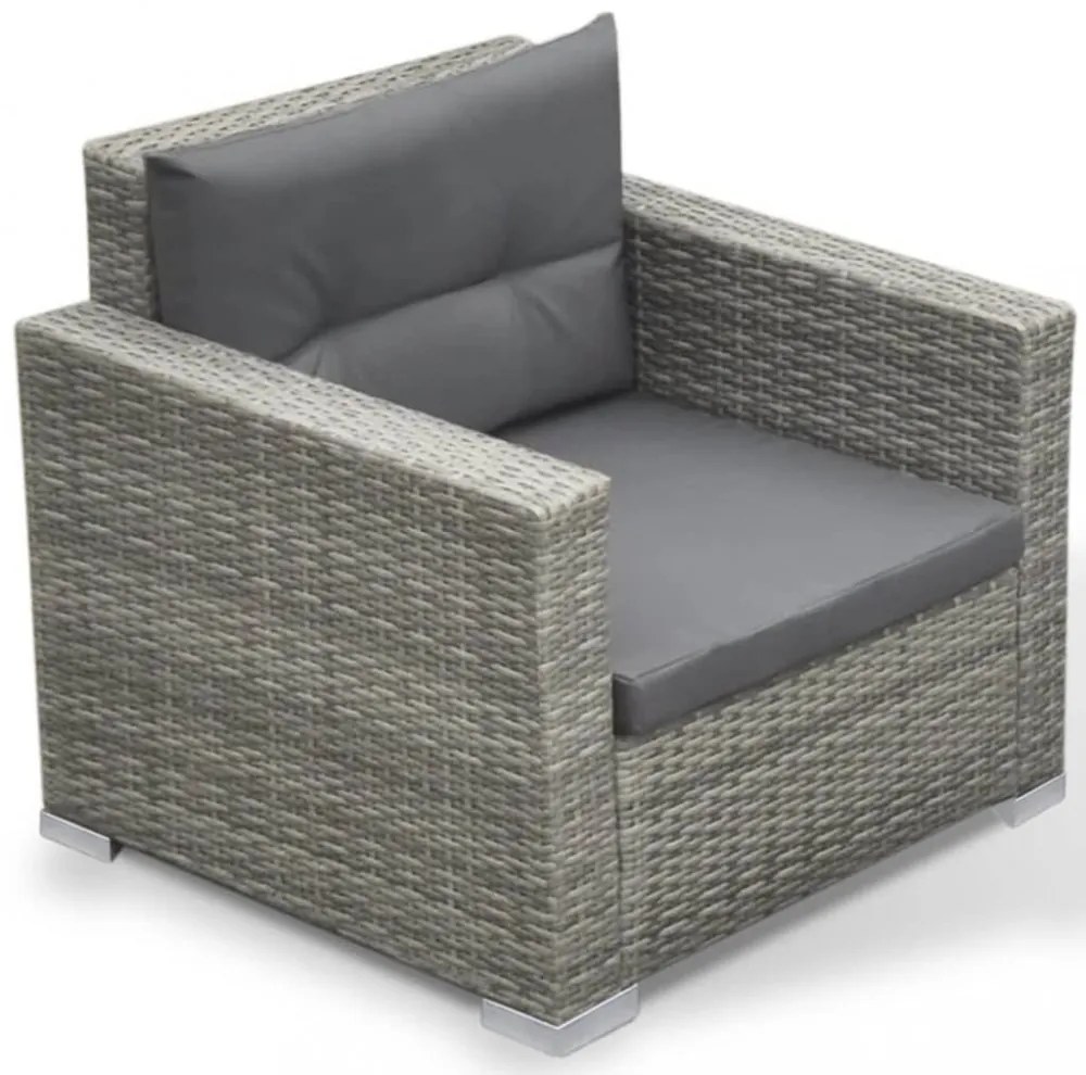 6-részes szürke polyrattan kerti bútorszett párnákkal