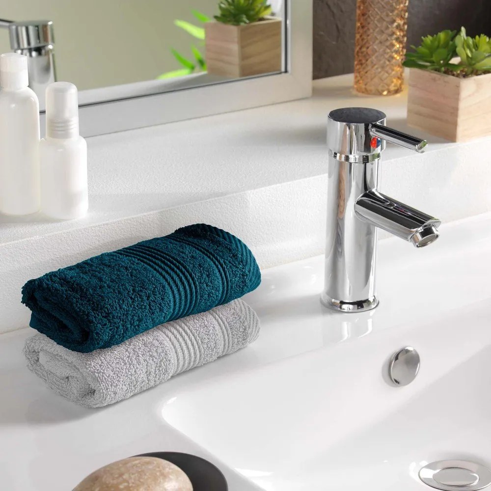 Sötétkék frottír pamut törölköző 30x50 cm Tendresse – douceur d'intérieur