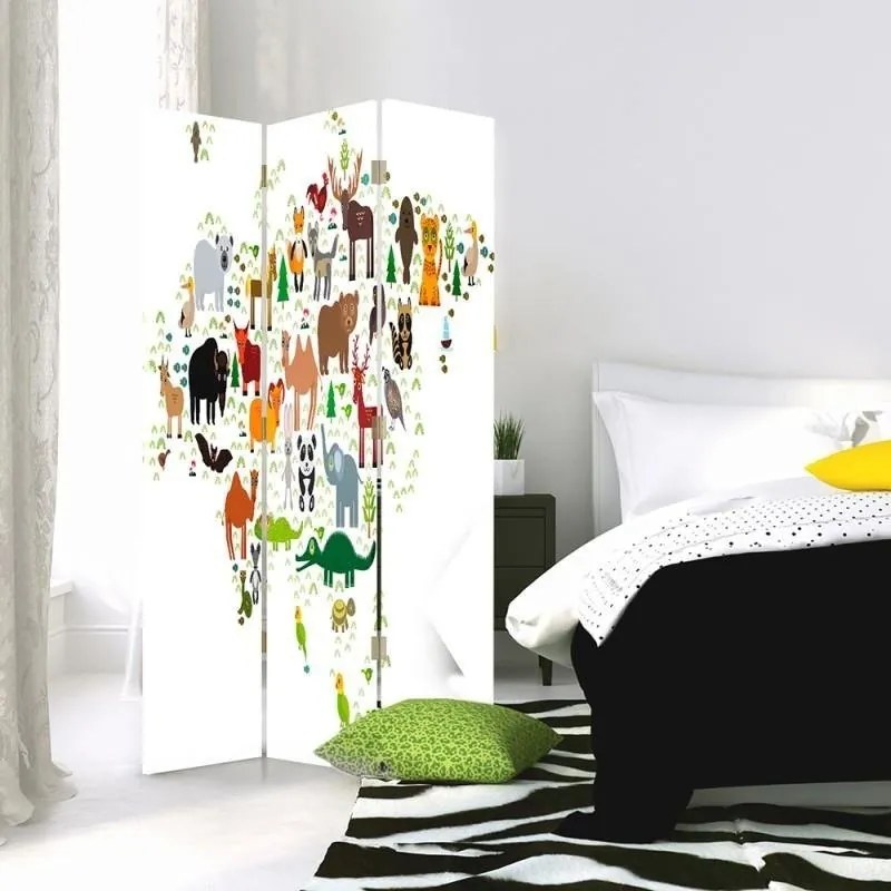 Gario Paraván Világtérkép állatokkal Méret: 145 x 170 cm, Kivitelezés: Klasszikus paraván