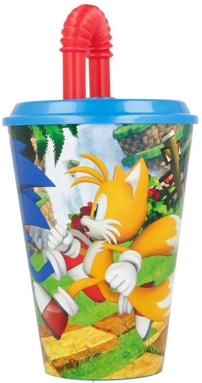 Sonic a sündisznó Speedy szívószálas pohár, műanyag 430 ml