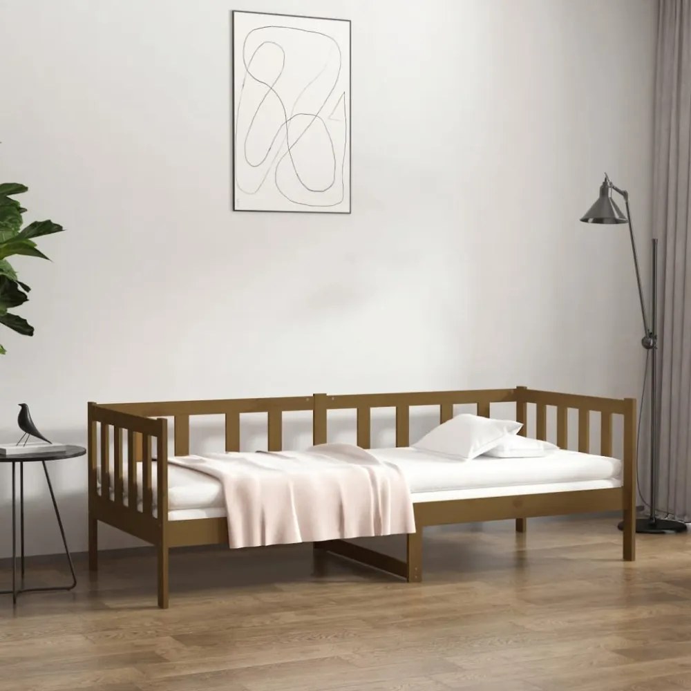 mézbarna tömör fenyőfa kanapéágy 80 x 200 cm