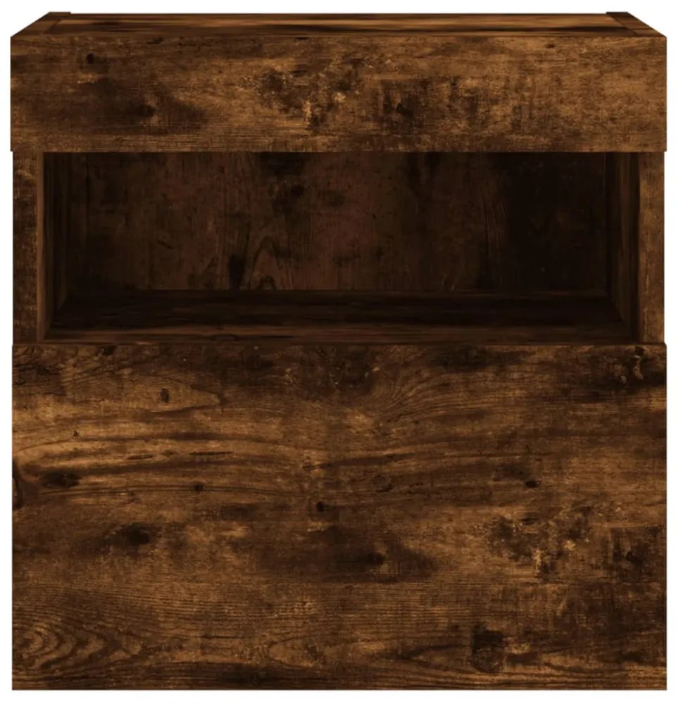 2 db füstös tölgy fali TV-szekrény LED-ekkel 40x30x40 cm