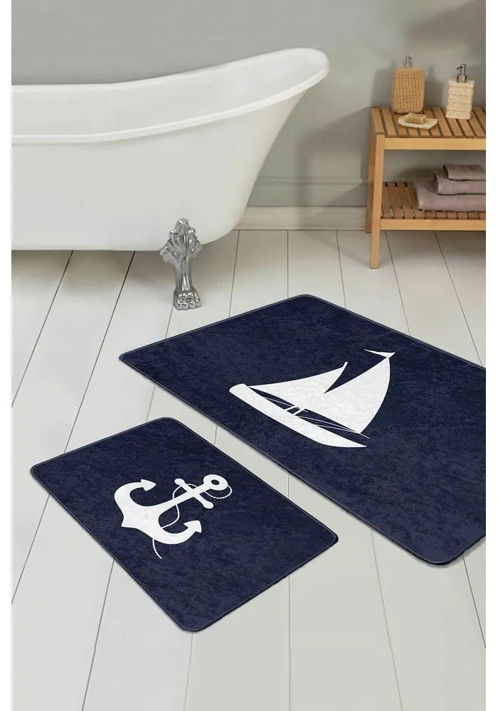Sötétkék fürdőszobai kilépő szett 2 db-os 60x100 cm – Mila Home