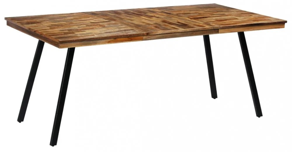 tömör újrahasznosított tíkfa/acél étkezőasztal 180 x 90 x 76 cm