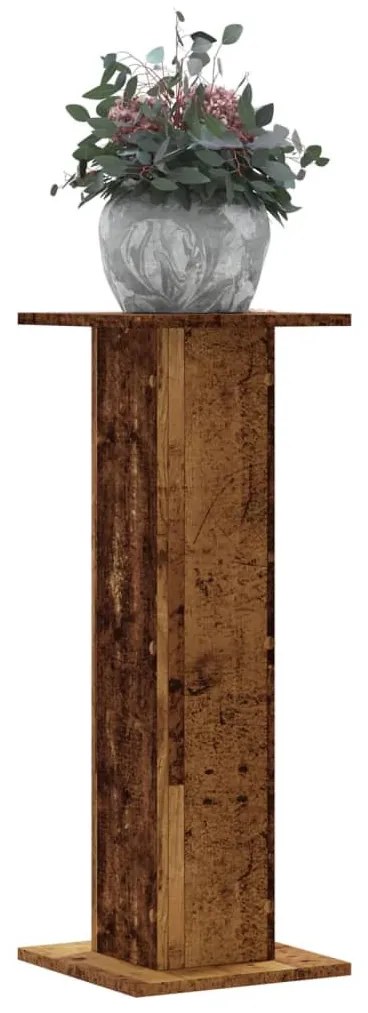 2 db antik fa színű szerelt fa növénytartó állvány 30x30x80 cm