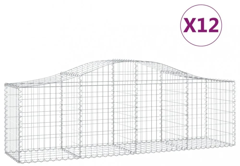 12 db íves horganyzott vas gabion kosár 200x50x60/80 cm
